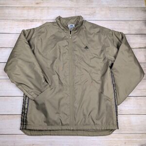 Vintage 90s / Y2k Adidas Mens Full Zip Windbreaker Olive Jacket  Large‎ L